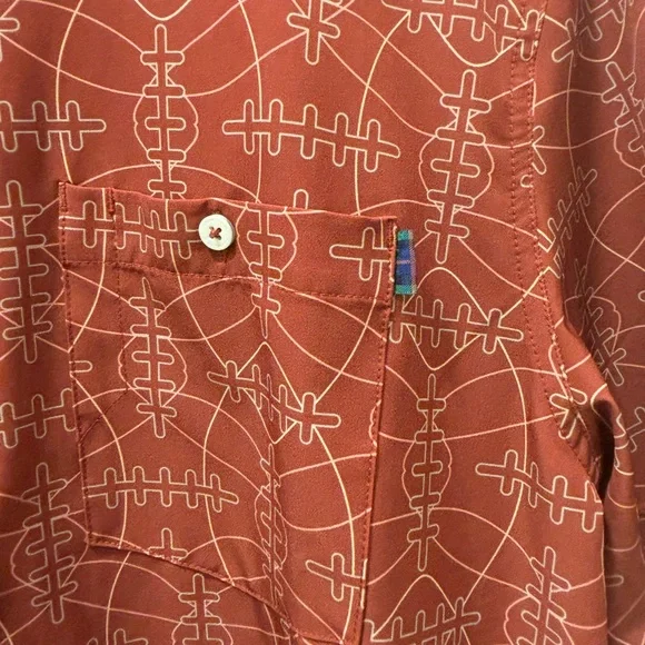 William Murray Men's Geometric Short Sleeve Button Down Golf Shirt XL Football - Picture 3 of 10